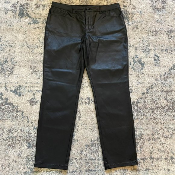 Tribal Pants - Tribal | Black High Rise Faux Leather Like Pants Women's Size 16 Modal 36" Waist